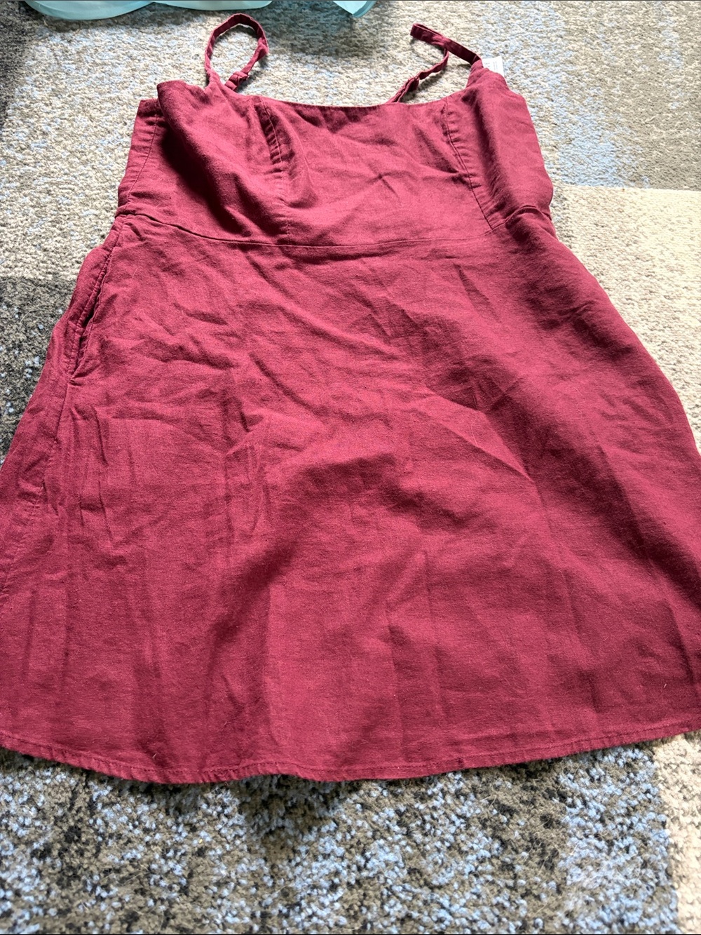 Old Navy Red Mini Linen-Blend A-Line Skirt
